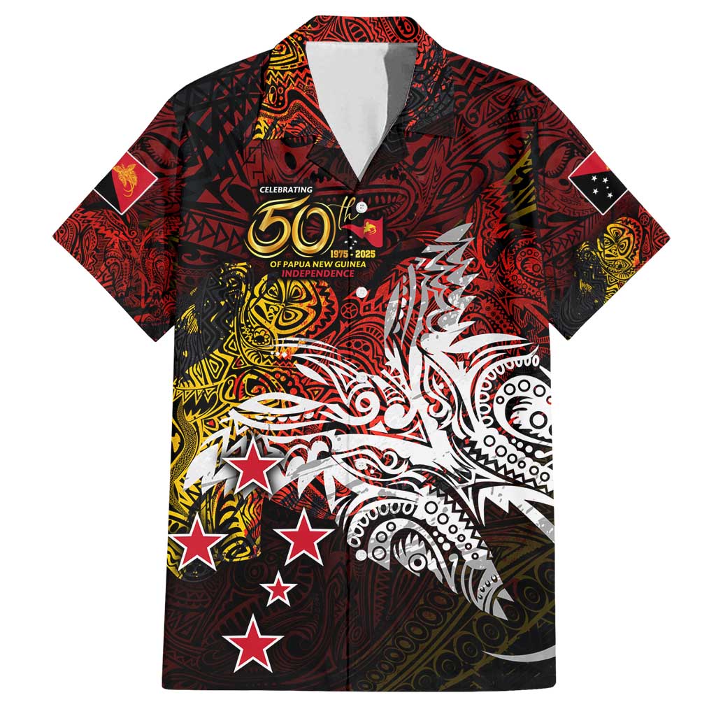 PNG 1975 - 2025 Family Matching Long Sleeve Bodycon Dress and Hawaiian Shirt Papua New Guinea 50th Independence Anniversary