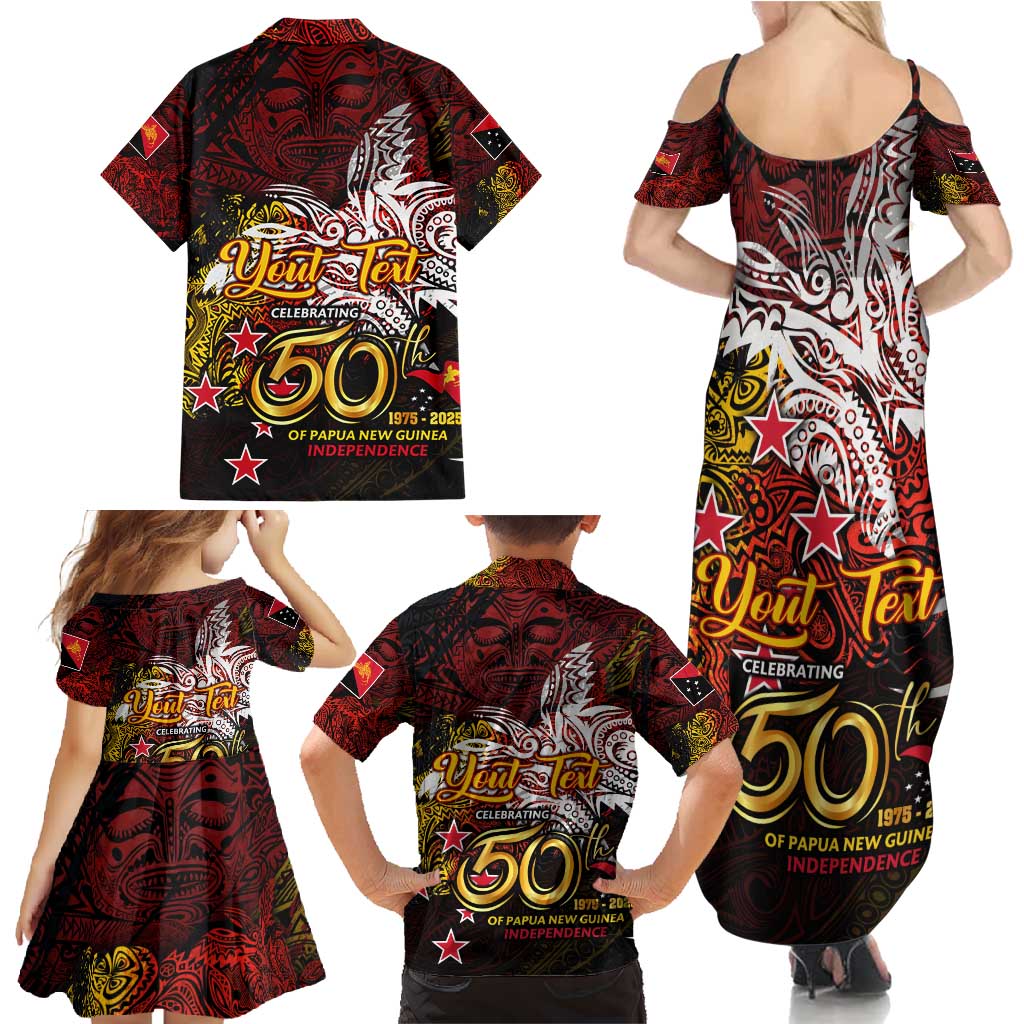 PNG 1975 - 2025 Family Matching Summer Maxi Dress and Hawaiian Shirt Papua New Guinea 50th Independence Anniversary