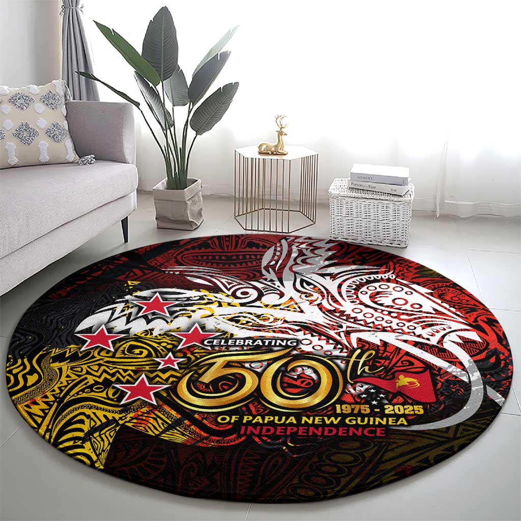 PNG 1975 - 2025 Round Carpet Papua New Guinea 50th Independence Anniversary