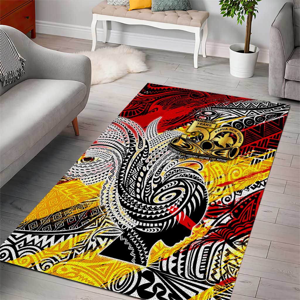 Papua New Guinea 50th Independence Day Area Rug Celebrate Our History, Inspire Our Future
