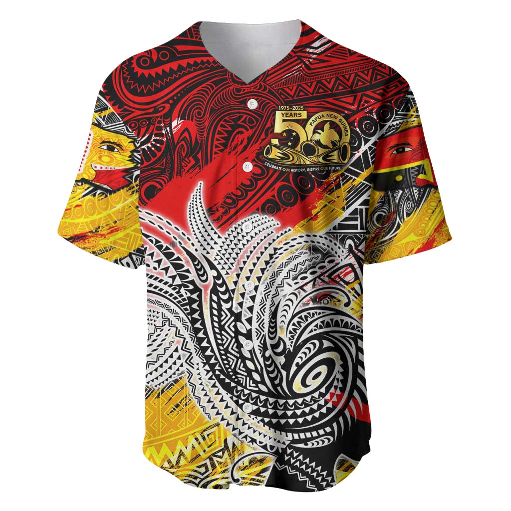 Papua New Guinea 50th Independence Day Baseball Jersey Celebrate Our History, Inspire Our Future DT02 Art - Polynesian Pride