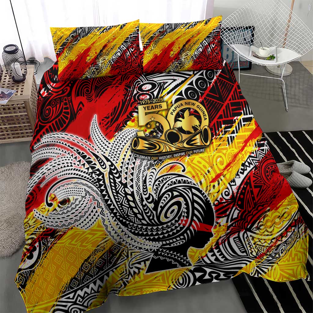 Papua New Guinea 50th Independence Day Bedding Set Celebrate Our History, Inspire Our Future