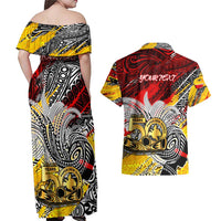 Papua New Guinea 50th Independence Day Couples Matching Off Shoulder Maxi Dress and Hawaiian Shirt Celebrate Our History, Inspire Our Future