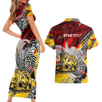 Papua New Guinea 50th Independence Day Couples Matching Short Sleeve Bodycon Dress and Hawaiian Shirt Celebrate Our History, Inspire Our Future