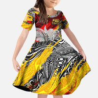 Papua New Guinea 50th Independence Day Family Matching Off The Shoulder Long Sleeve Dress and Hawaiian Shirt Celebrate Our History, Inspire Our Future