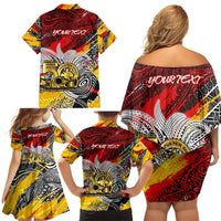 Papua New Guinea 50th Independence Day Family Matching Off Shoulder Short Dress and Hawaiian Shirt Celebrate Our History, Inspire Our Future