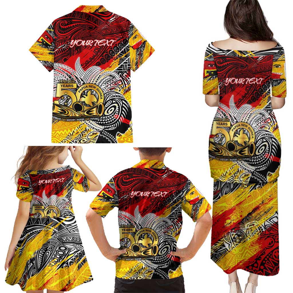 Papua New Guinea 50th Independence Day Family Matching Puletasi and Hawaiian Shirt Celebrate Our History, Inspire Our Future
