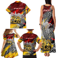 Papua New Guinea 50th Independence Day Family Matching Tank Maxi Dress and Hawaiian Shirt Celebrate Our History, Inspire Our Future