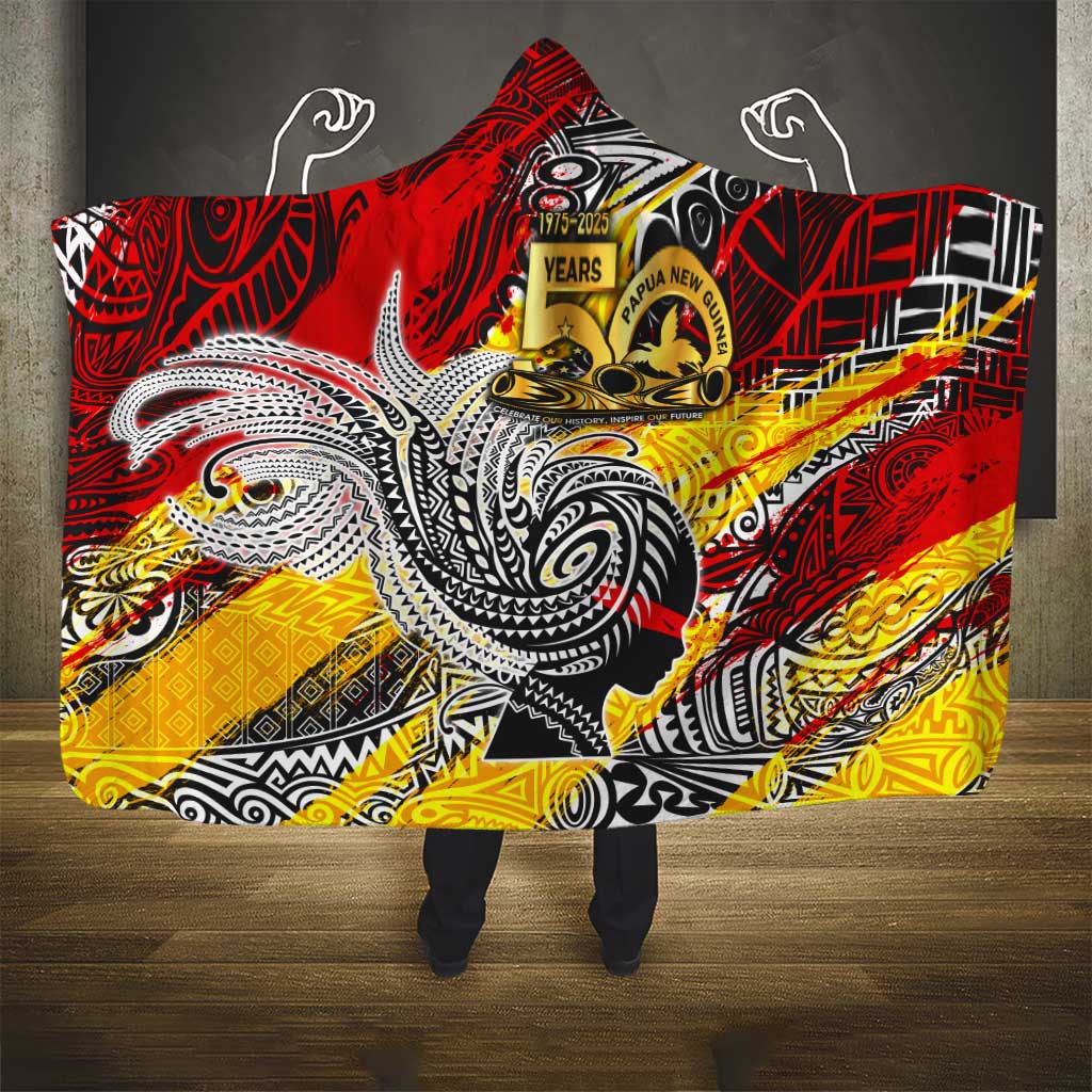 Papua New Guinea 50th Independence Day Hooded Blanket Celebrate Our History, Inspire Our Future DT02 - Polynesian Pride