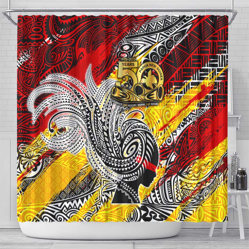 Papua New Guinea 50th Independence Day Shower Curtain Celebrate Our History, Inspire Our Future