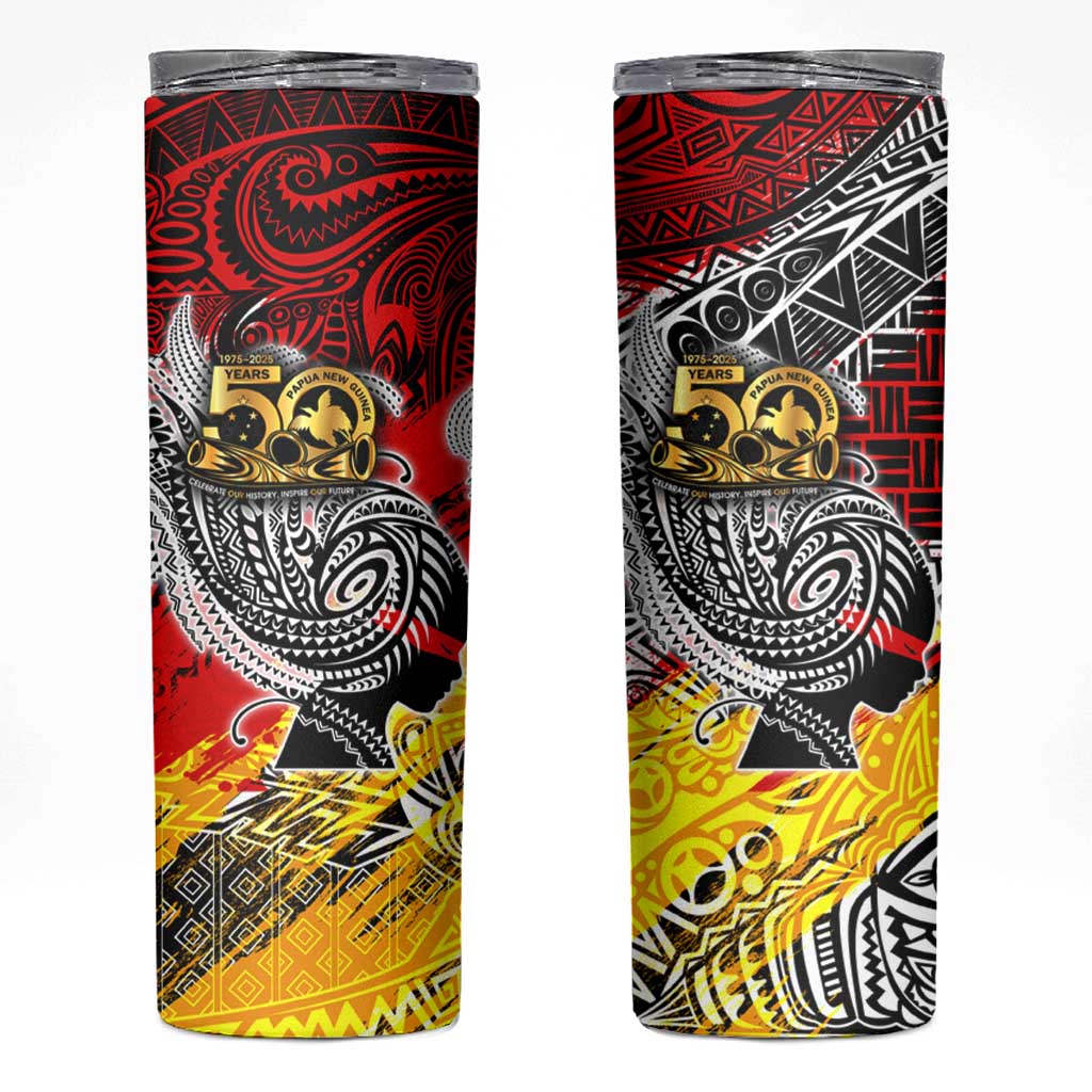 Papua New Guinea 50th Independence Day Skinny Tumbler Celebrate Our History, Inspire Our Future