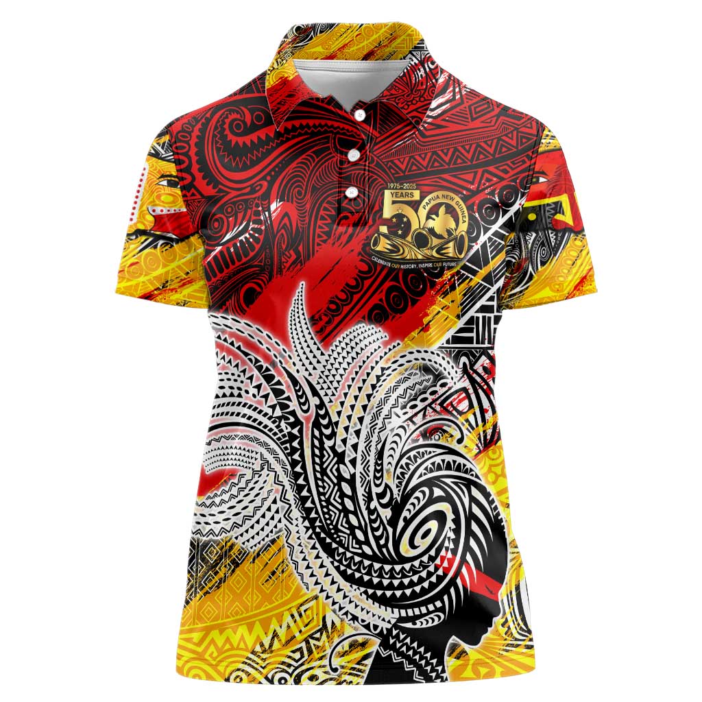 Papua New Guinea 50th Independence Day Women Polo Shirt Celebrate Our History, Inspire Our Future