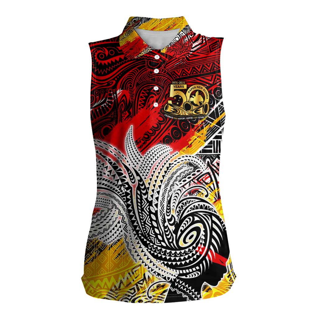 Papua New Guinea 50th Independence Day Women Sleeveless Polo Shirt Celebrate Our History, Inspire Our Future