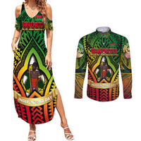 Vanuatu 45th Independence Anniversary Couples Matching Summer Maxi Dress and Long Sleeve Button Shirt Embracing Our Traditions Shaping Our Future DT02 Art - Polynesian Pride