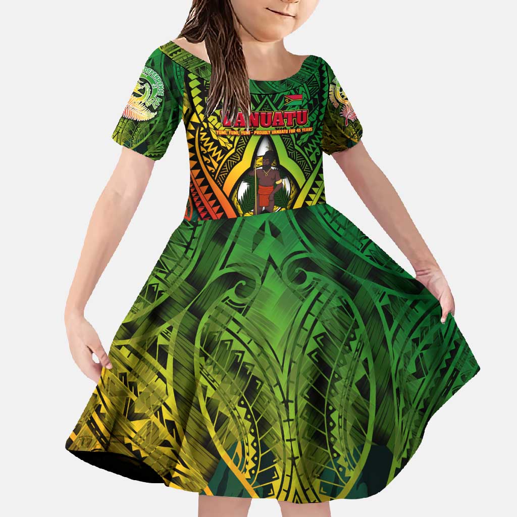 Vanuatu 45th Independence Anniversary Family Matching Long Sleeve Bodycon Dress and Hawaiian Shirt Embracing Our Traditions Shaping Our Future