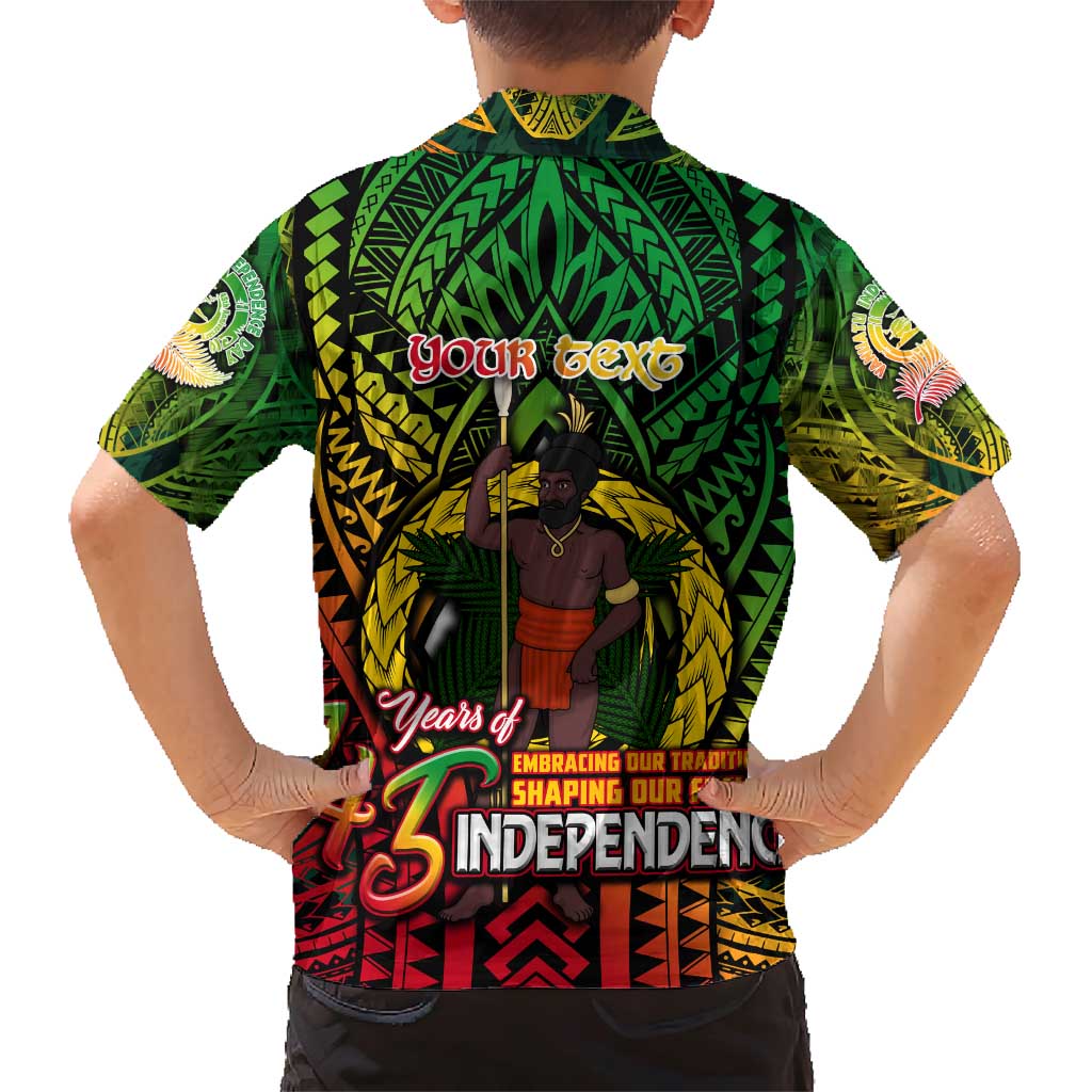 Vanuatu 45th Independence Anniversary Family Matching Short Sleeve Bodycon Dress and Hawaiian Shirt Embracing Our Traditions Shaping Our Future