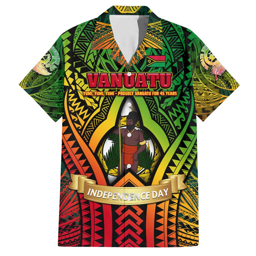 Vanuatu 45th Independence Anniversary Family Matching Short Sleeve Bodycon Dress and Hawaiian Shirt Embracing Our Traditions Shaping Our Future