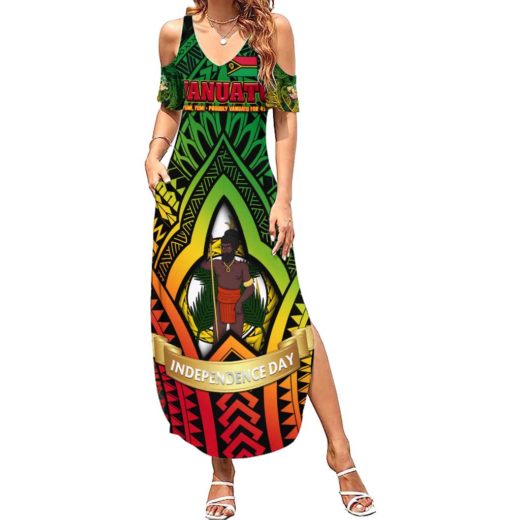 Vanuatu 45th Independence Anniversary Family Matching Summer Maxi Dress and Hawaiian Shirt Embracing Our Traditions Shaping Our Future