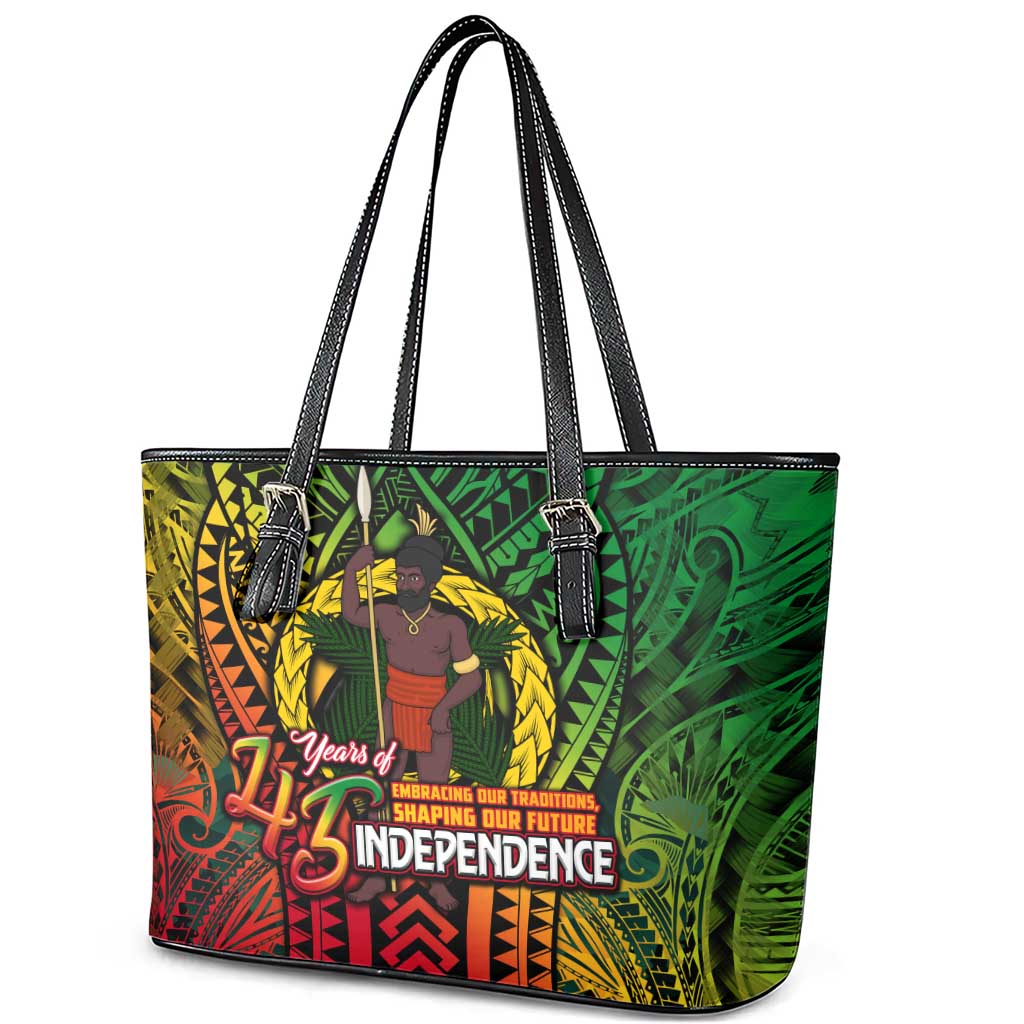 Vanuatu 45th Independence Anniversary Leather Tote Bag Embracing Our Traditions Shaping Our Future