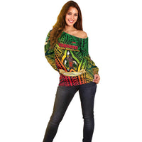 Vanuatu 45th Independence Anniversary Off Shoulder Sweater Embracing Our Traditions Shaping Our Future