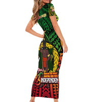 Vanuatu 45th Independence Anniversary Short Sleeve Bodycon Dress Embracing Our Traditions Shaping Our Future