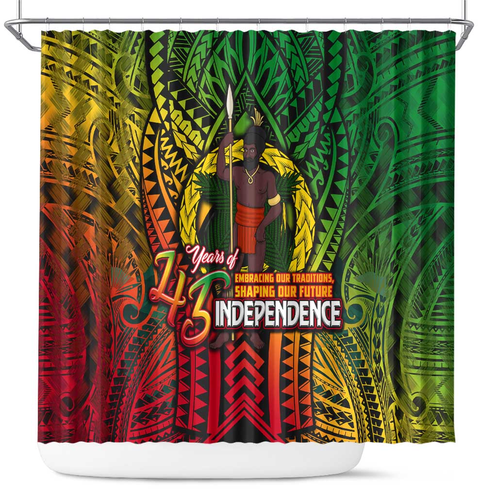 Vanuatu 45th Independence Anniversary Shower Curtain Embracing Our Traditions Shaping Our Future