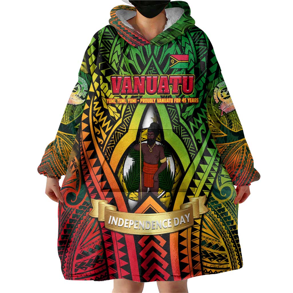 Vanuatu 45th Independence Anniversary Wearable Blanket Hoodie Embracing Our Traditions Shaping Our Future