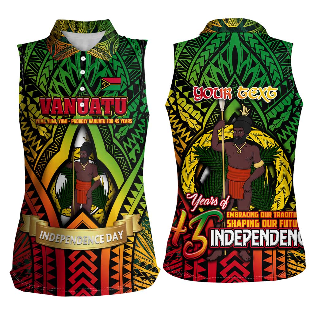 Vanuatu 45th Independence Anniversary Women Sleeveless Polo Shirt Embracing Our Traditions Shaping Our Future DT02 - Polynesian Pride