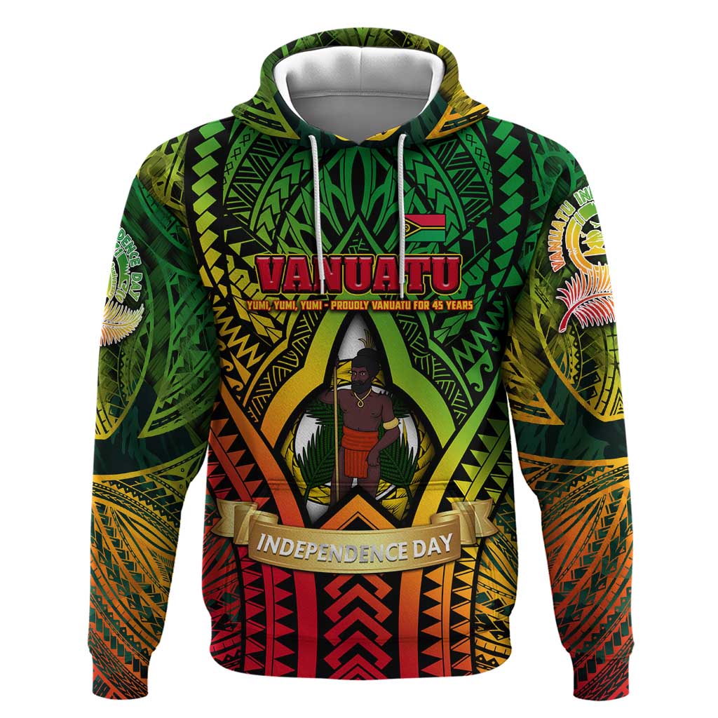 Vanuatu 45th Independence Anniversary Zip Hoodie Embracing Our Traditions Shaping Our Future