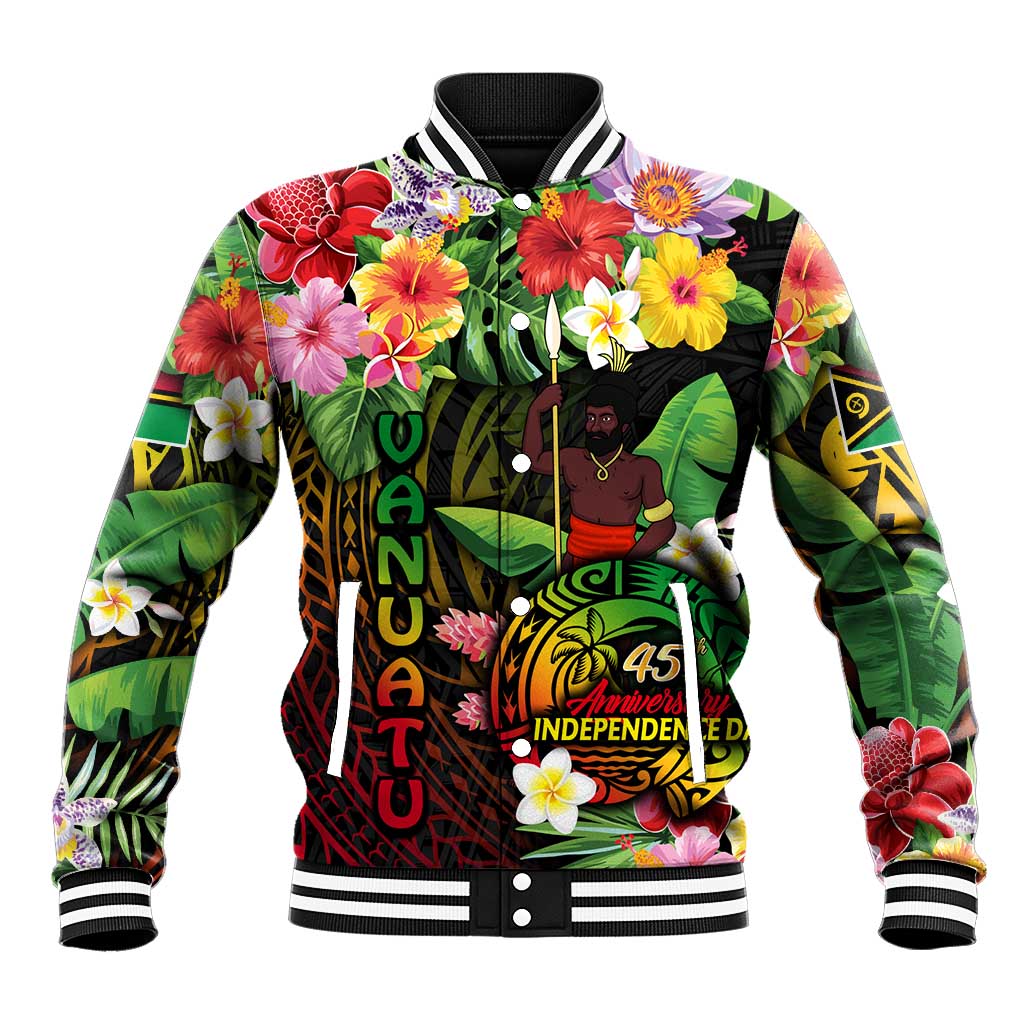 45th Anniversary of Freedom Vanuatu Baseball Jacket Island Pride Cultural Power Pacific Unity DT02 Unisex Art - Polynesian Pride