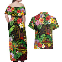 45th Anniversary of Freedom Vanuatu Couples Matching Off Shoulder Maxi Dress and Hawaiian Shirt Island Pride Cultural Power Pacific Unity