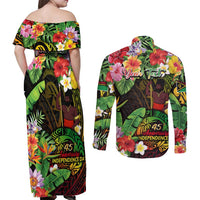 45th Anniversary of Freedom Vanuatu Couples Matching Off Shoulder Maxi Dress and Long Sleeve Button Shirt Island Pride Cultural Power Pacific Unity DT02 - Polynesian Pride
