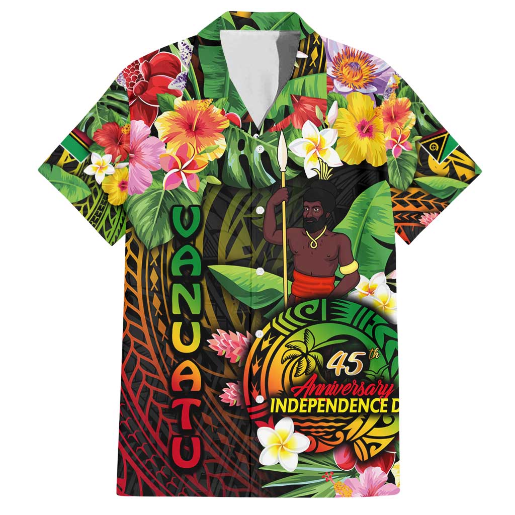 45th Anniversary of Freedom Vanuatu Family Matching Long Sleeve Bodycon Dress and Hawaiian Shirt Island Pride Cultural Power Pacific Unity