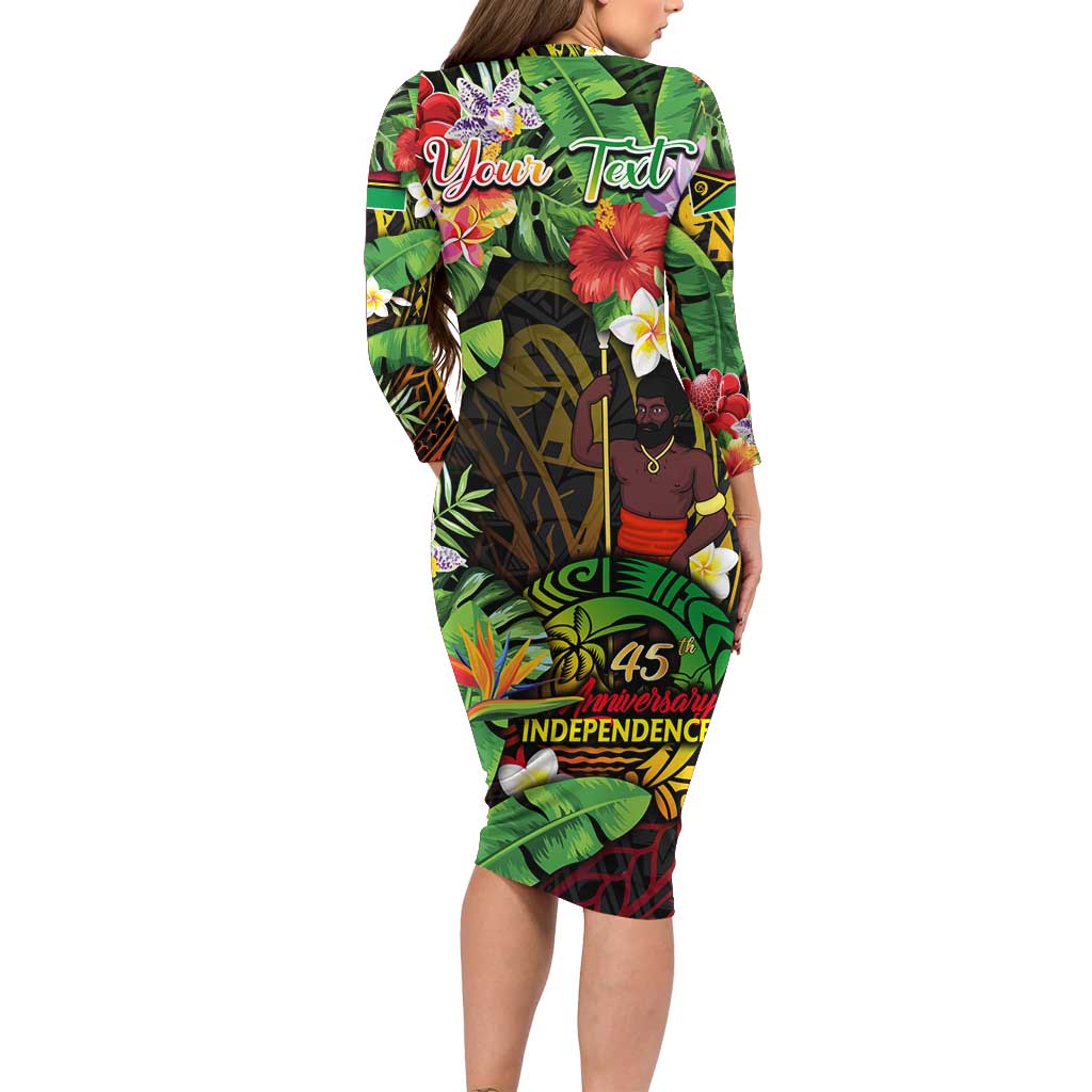 45th Anniversary of Freedom Vanuatu Family Matching Long Sleeve Bodycon Dress and Hawaiian Shirt Island Pride Cultural Power Pacific Unity