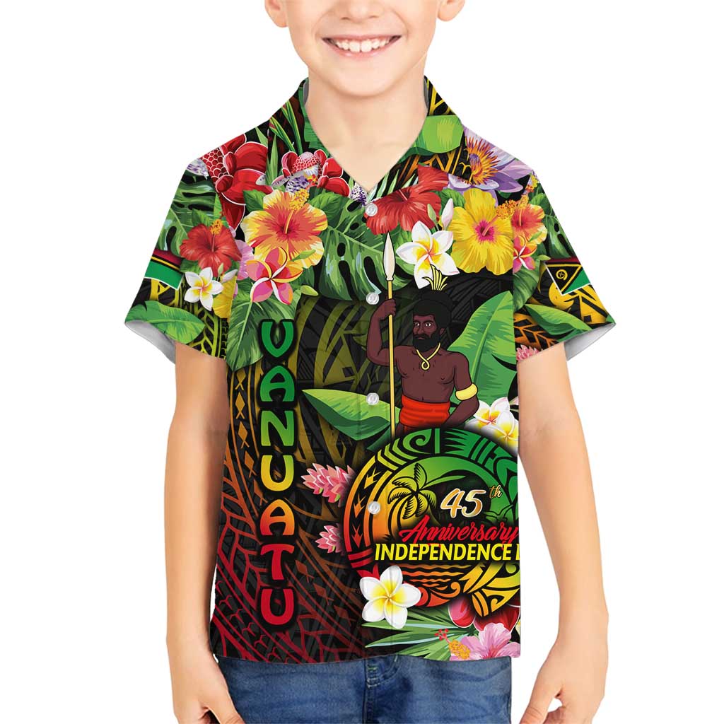 45th Anniversary of Freedom Vanuatu Family Matching Long Sleeve Bodycon Dress and Hawaiian Shirt Island Pride Cultural Power Pacific Unity