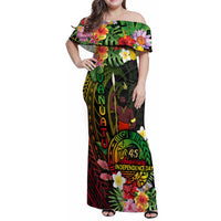 45th Anniversary of Freedom Vanuatu Family Matching Off Shoulder Maxi Dress and Hawaiian Shirt Island Pride Cultural Power Pacific Unity