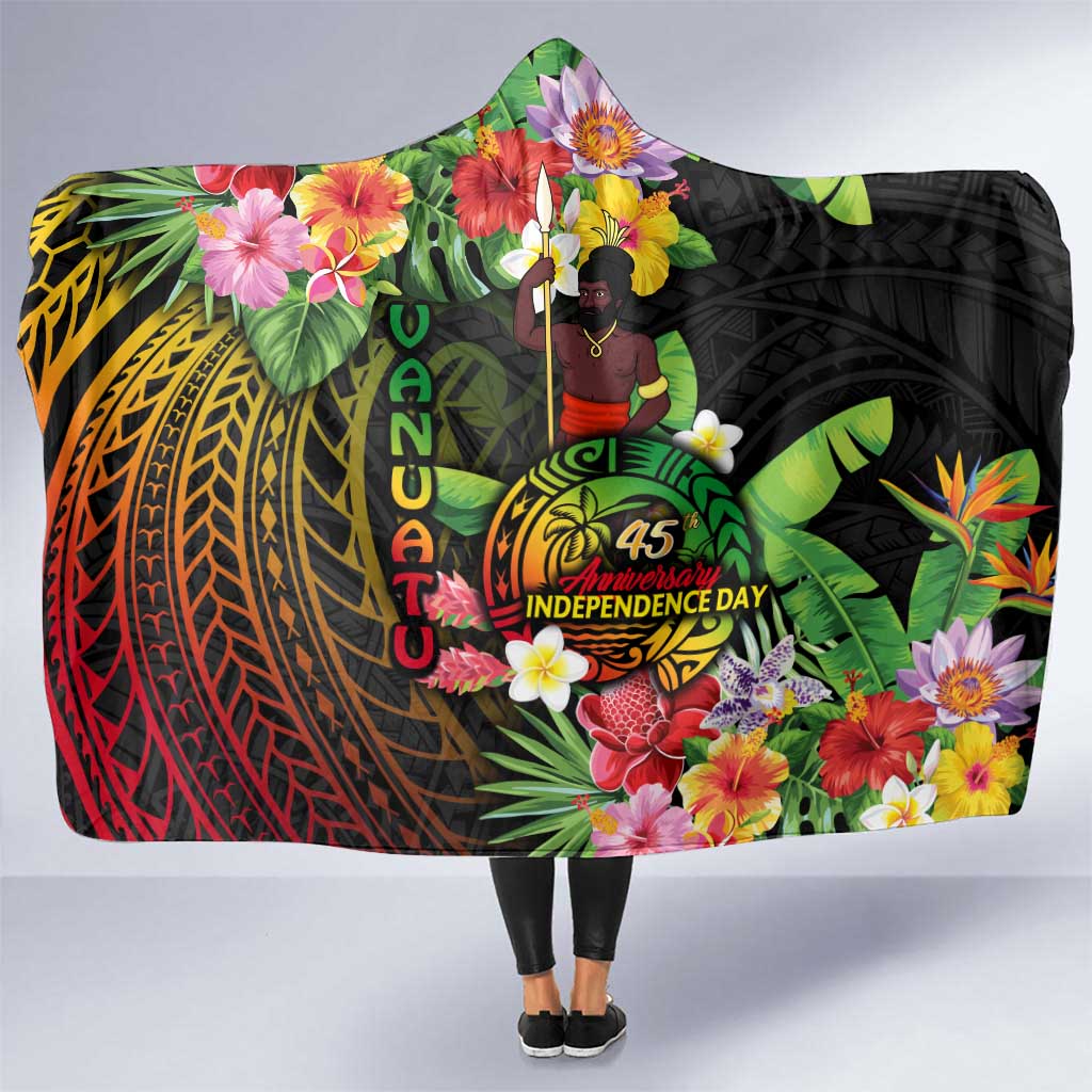 45th Anniversary of Freedom Vanuatu Hooded Blanket Island Pride Cultural Power Pacific Unity DT02 One Size Art - Polynesian Pride