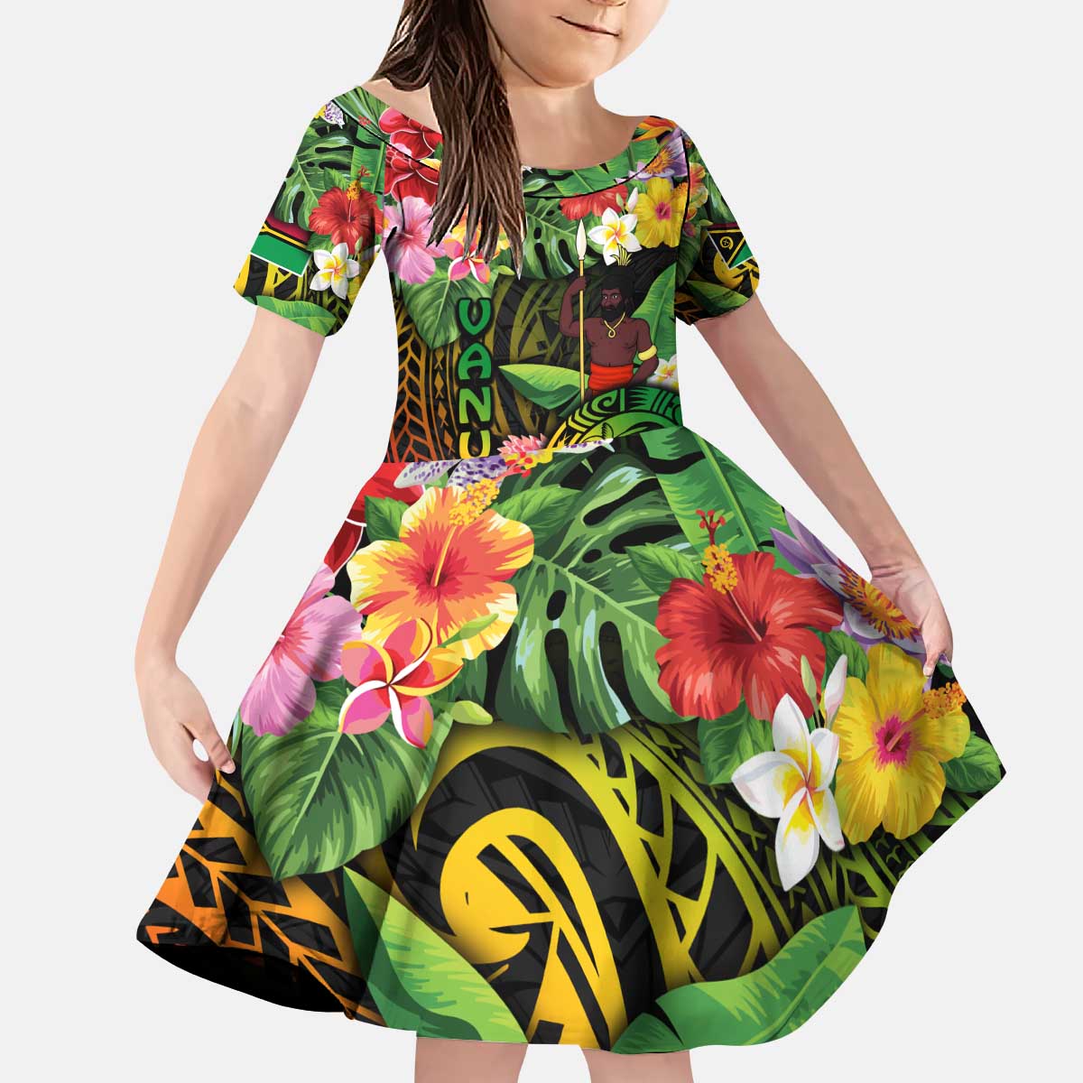 45th Anniversary of Freedom Vanuatu Kid Short Sleeve Dress Island Pride Cultural Power Pacific Unity