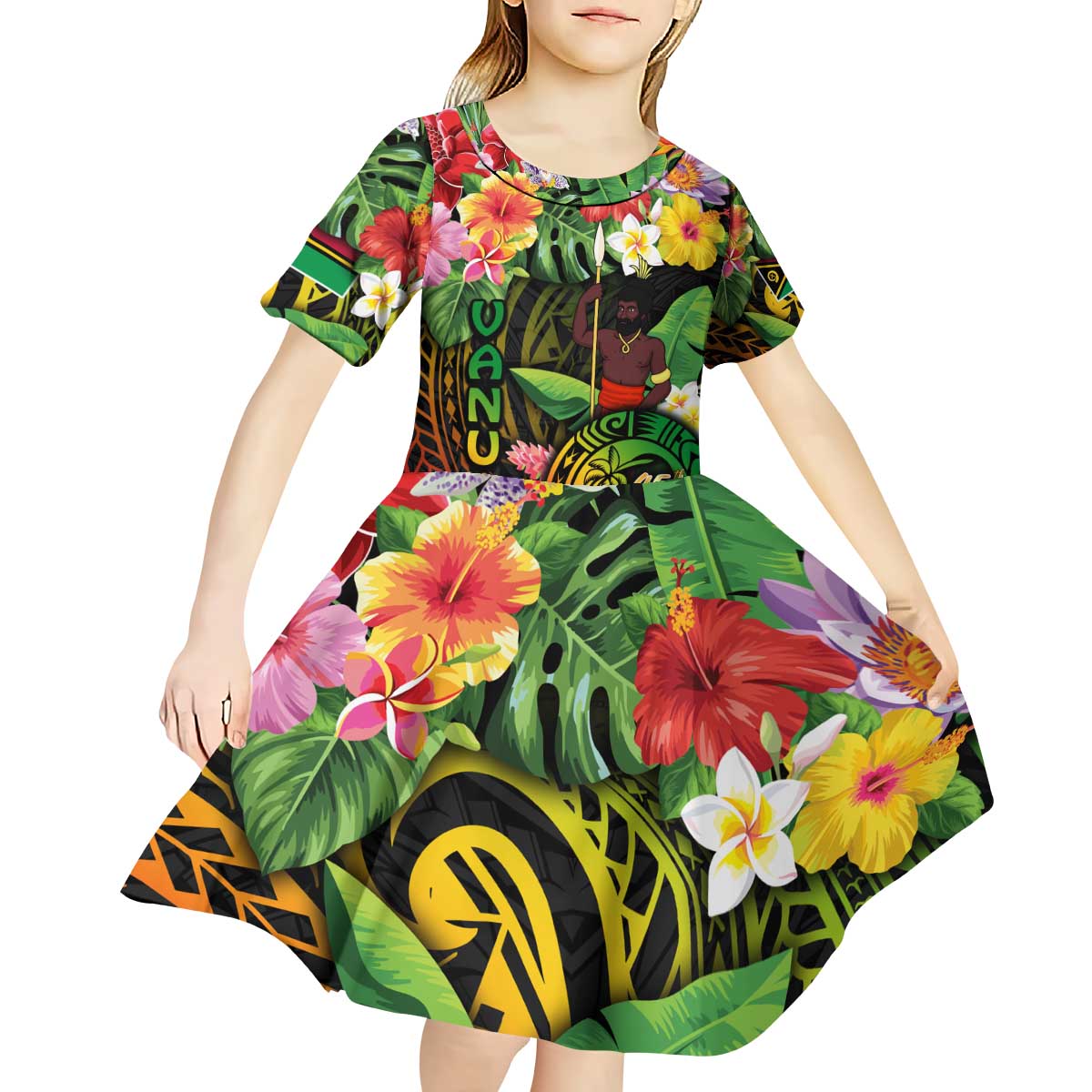 45th Anniversary of Freedom Vanuatu Kid Short Sleeve Dress Island Pride Cultural Power Pacific Unity DT02 - Polynesian Pride