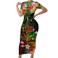 45th Anniversary of Freedom Vanuatu Short Sleeve Bodycon Dress Island Pride Cultural Power Pacific Unity
