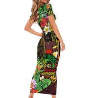 45th Anniversary of Freedom Vanuatu Short Sleeve Bodycon Dress Island Pride Cultural Power Pacific Unity