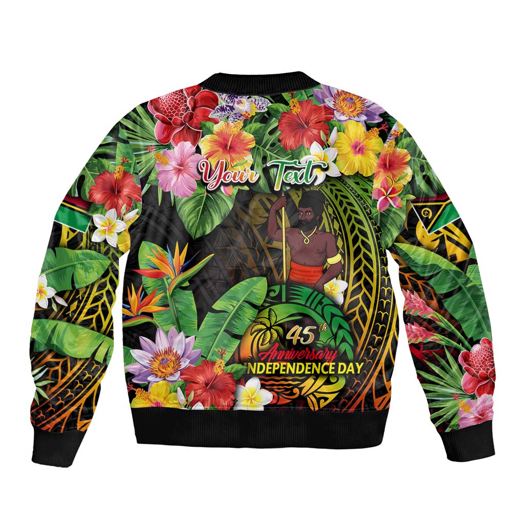 45th Anniversary of Freedom Vanuatu Sleeve Zip Bomber Jacket Island Pride Cultural Power Pacific Unity