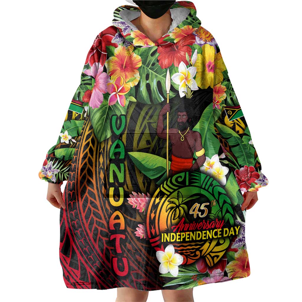 45th Anniversary of Freedom Vanuatu Wearable Blanket Hoodie Island Pride Cultural Power Pacific Unity