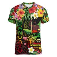 45th Anniversary of Freedom Vanuatu Women V-Neck T-Shirt Island Pride Cultural Power Pacific Unity DT02 Female Art - Polynesian Pride