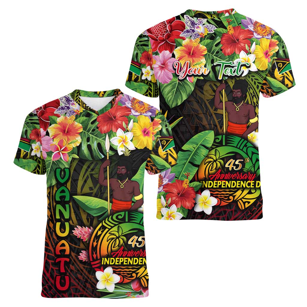 45th Anniversary of Freedom Vanuatu Women V-Neck T-Shirt Island Pride Cultural Power Pacific Unity DT02 - Polynesian Pride