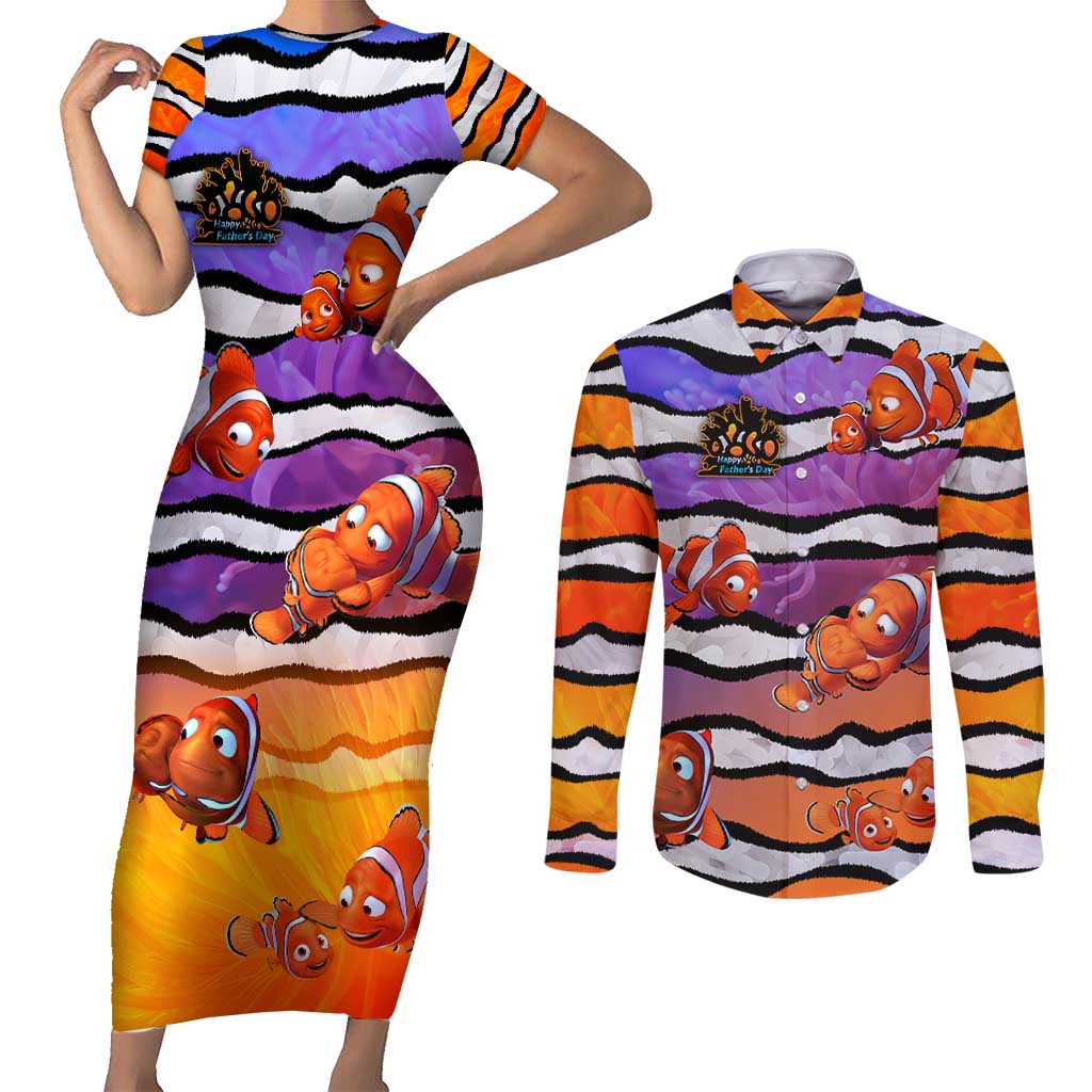 The Ocean Best Dad Couples Matching Short Sleeve Bodycon Dress and Long Sleeve Button Shirt Like Marlin Happy Fathers Day To a True Hero - Polynesian Pride