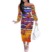 The Ocean Best Dad Family Matching Off The Shoulder Long Sleeve Dress and Hawaiian Shirt Like Marlin Happy Fathers Day To a True Hero - Polynesian Pride