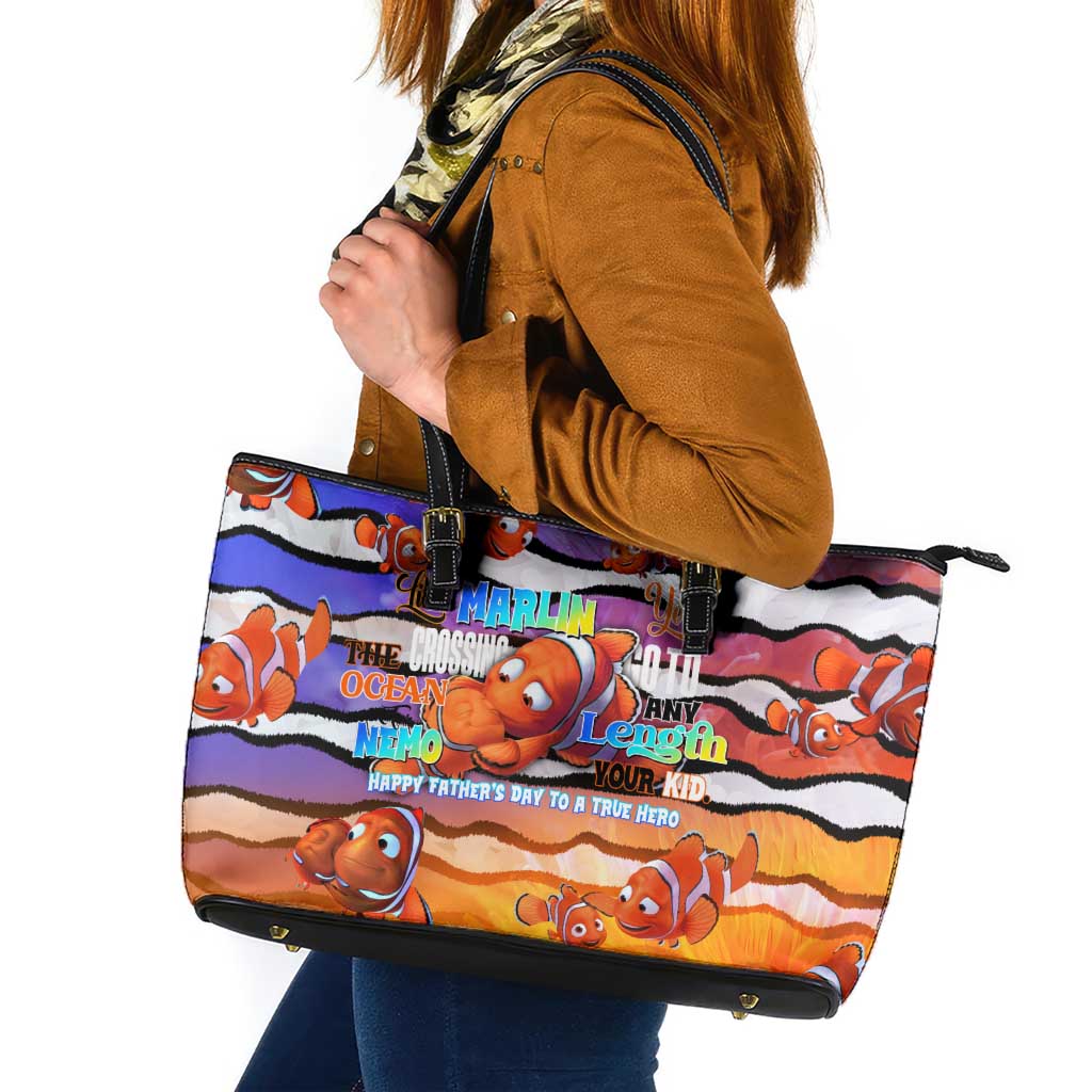 The Ocean Best Dad Leather Tote Bag Like Marlin Happy Fathers Day To a True Hero - Polynesian Pride