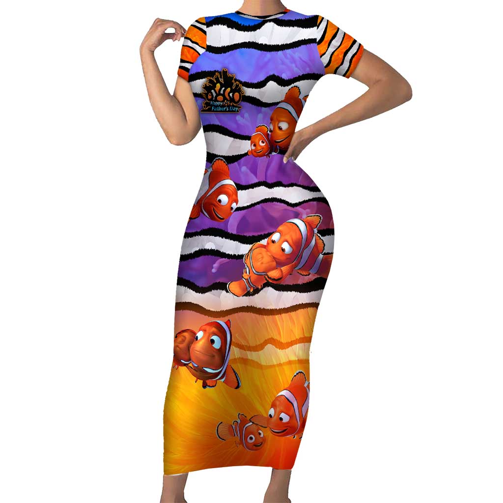 The Ocean Best Dad Short Sleeve Bodycon Dress Like Marlin Happy Fathers Day To a True Hero - Polynesian Pride