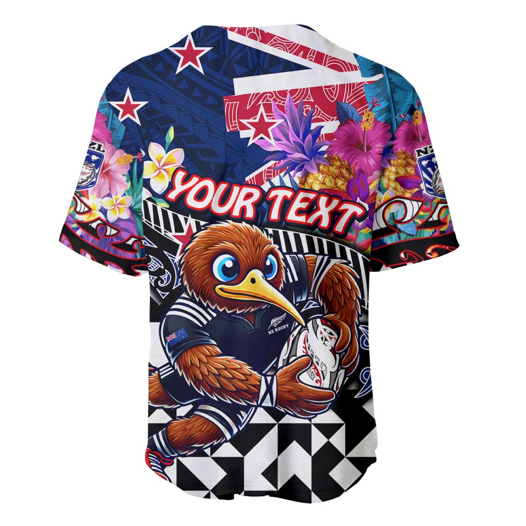 Personalized Kiwi New Zealand Rugby Baseball Jersey Kiwis Mascot Tropical Pattern